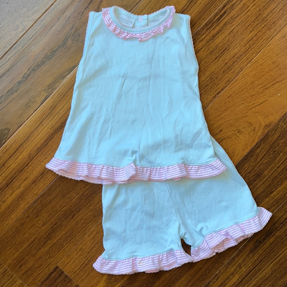 Squiggles Pastel Blue Short Set 24m